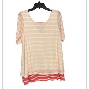 Striped Peach and Coral Women's Top size Medium new Puella asymmetrical